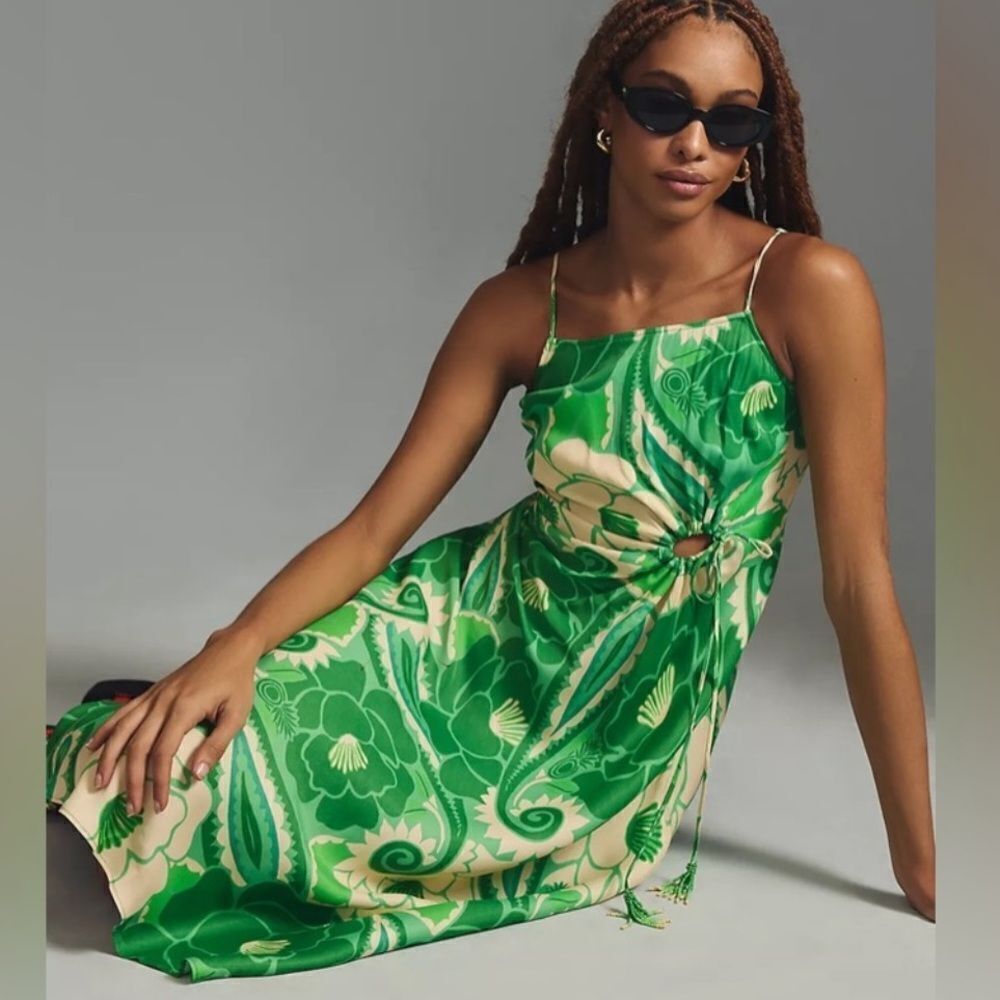 Anthropologie Farm Rio Tropical Groove Circle Cut Out Midi Dress Small - Picture 6 of 12